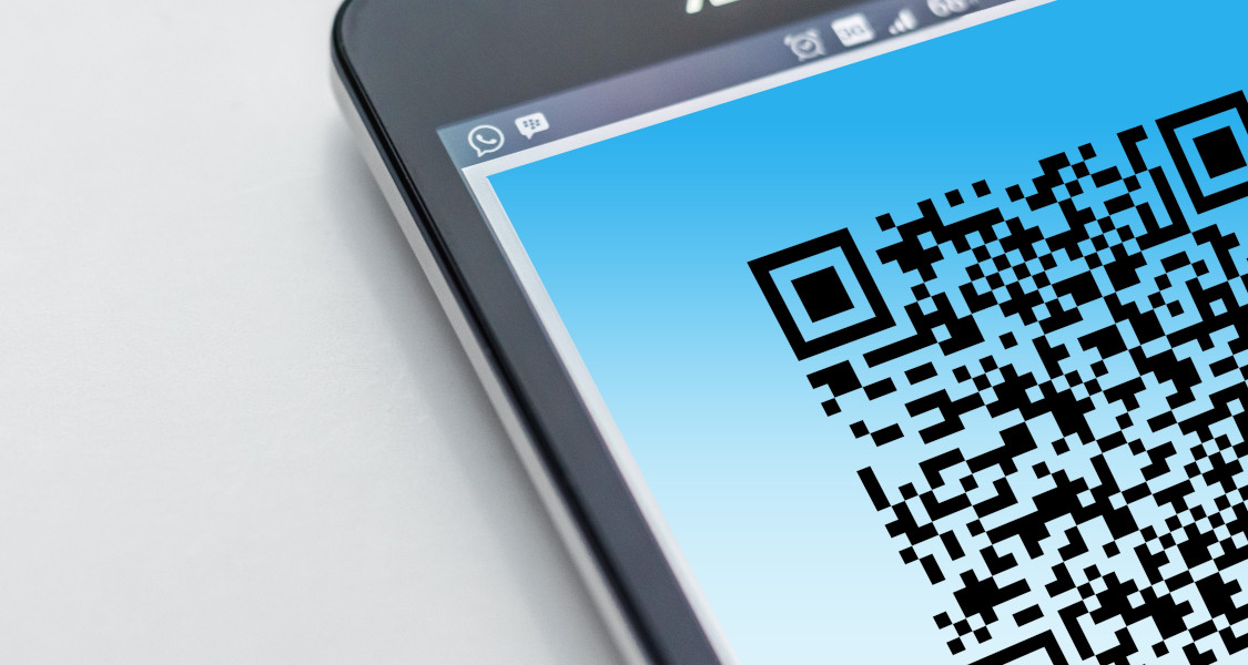 Smartphone displaying QR code